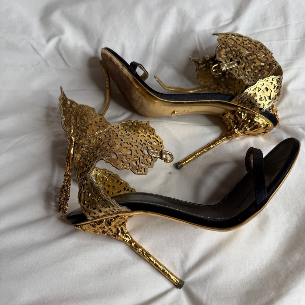 Sergio Rossi Elegant Gold and Black Women's Heels